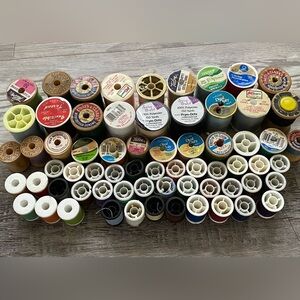 Vintage Sewing Thread Spools Lot of 66 Mixed Colors & Sizes Craft Supply
